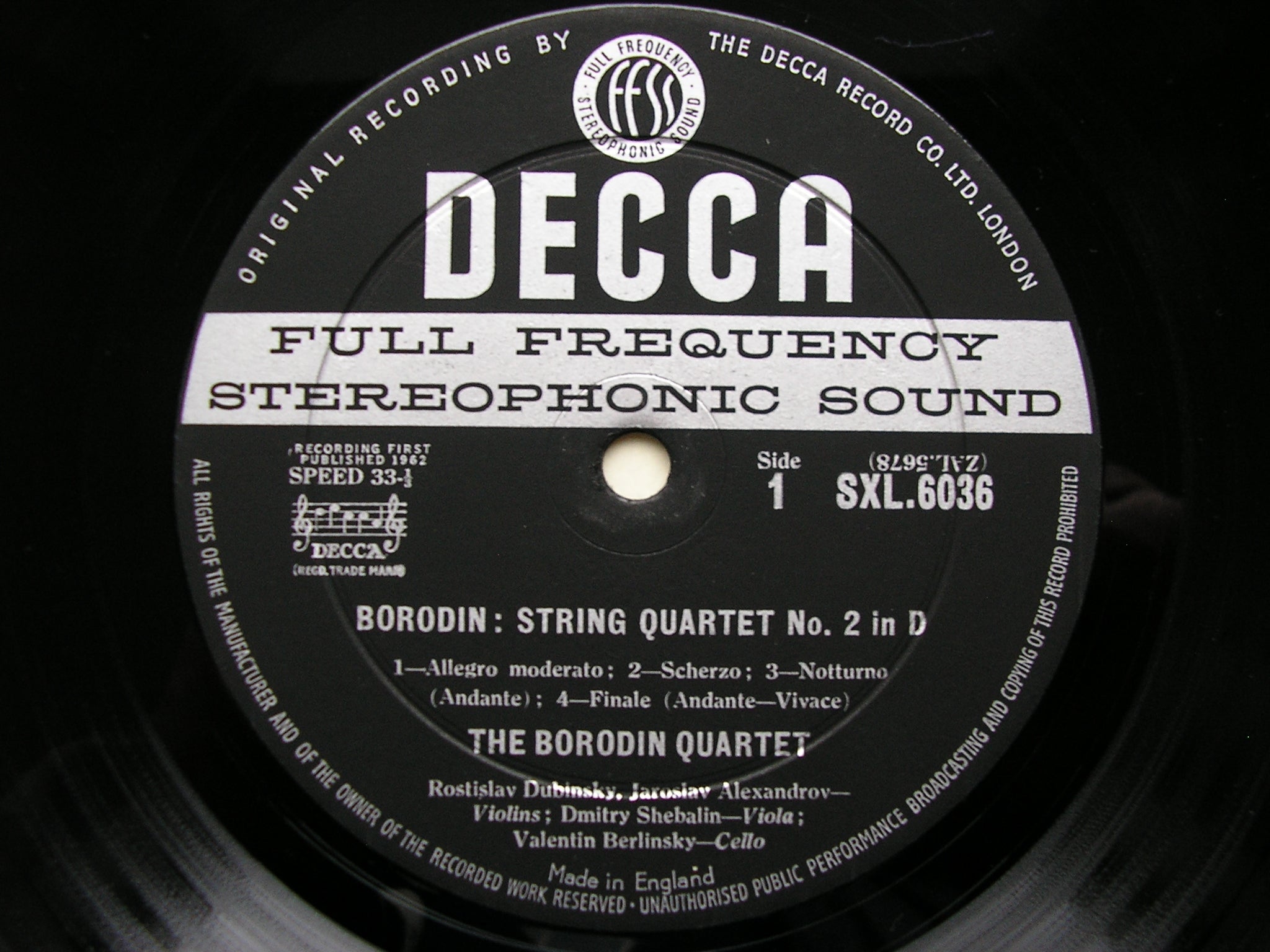 SXL 6036  BORODIN / SHOSTAKOVICH: STRING QUARTETS      THE BORODIN QUARTET      ED1