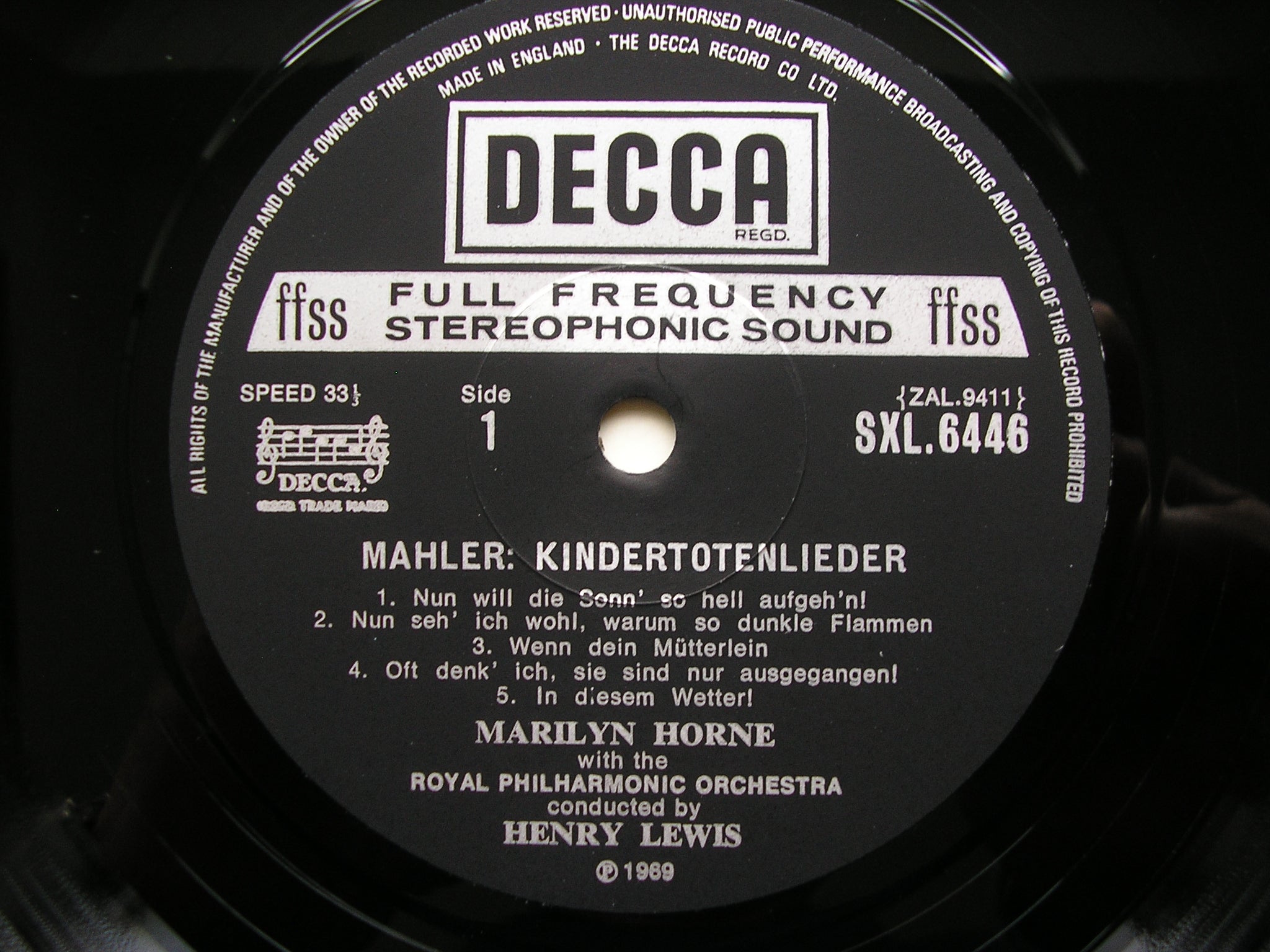 SXL 6446 MAHLER: KINDERTOTENLIEDER / WAGNER: WESENDONK LIEDER     HORNE / ROYAL PHILHARMONIC / LEWIS    ED4
