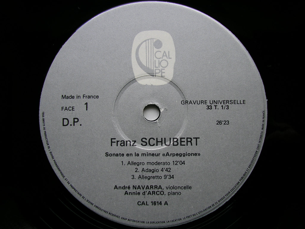 SCHUBERT: ARPEGGIONE SONATA / SCHUMANN: ADAGIO & ALLEGRO Op. 70 / FIVE PIECES Op. 102      NAVARRA / d'ARCO    CAL 1614