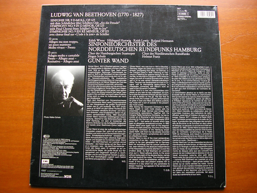 BEETHOVEN: SYMPHONY No. 9    SOLOISTS / NDR ORCHESTRA / WAND  EL 16 9595