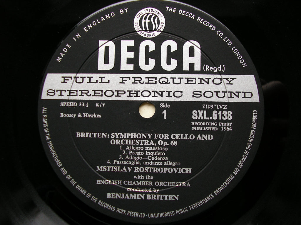 BRITTEN: THE SUITES FOR CELLO       MSTISLAV ROSTROPOVICH       SXL 6393