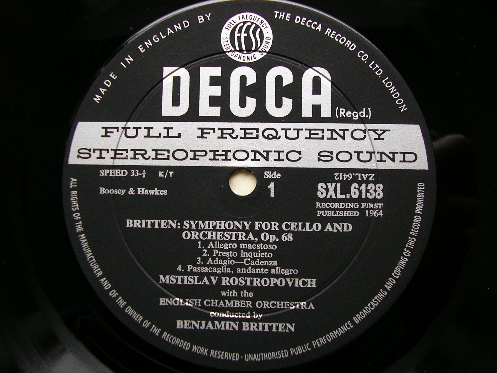 BRITTEN: THE SUITES FOR CELLO       MSTISLAV ROSTROPOVICH       SXL 6393