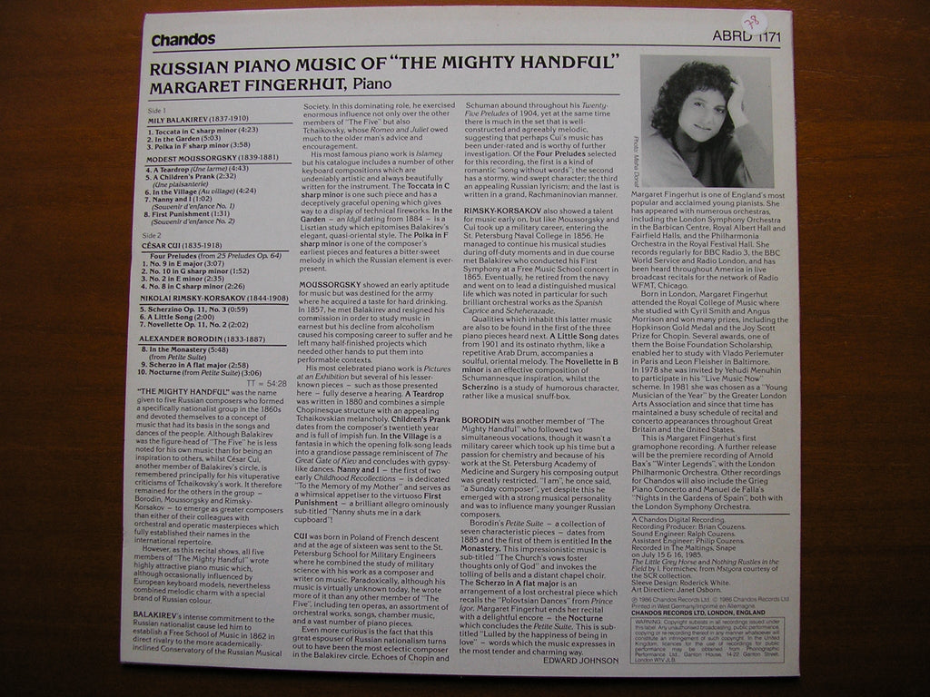 BALAKIREV / BORODIN / CUI / MOUSSORGSKY / RIMSKY-KORSAKOV: PIANO MUSIC     MARGARET FINGERHUT     ABRD 1171