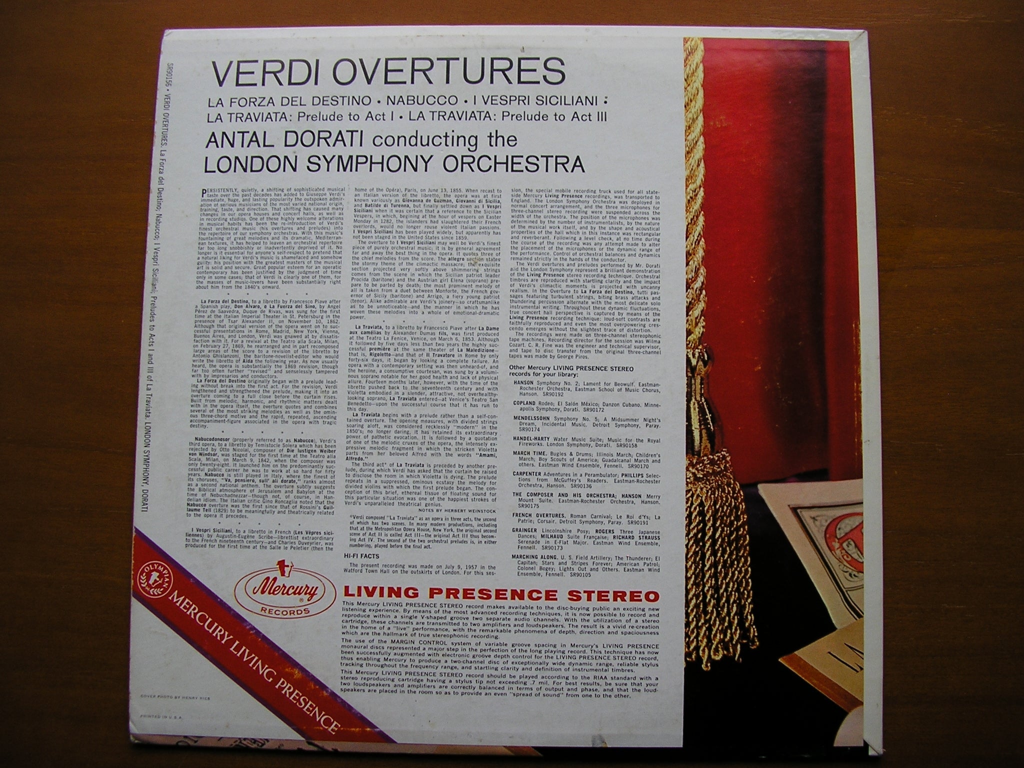 VERDI: OVERTURES      DORATI / LONDON SYMPHONY     SR90156