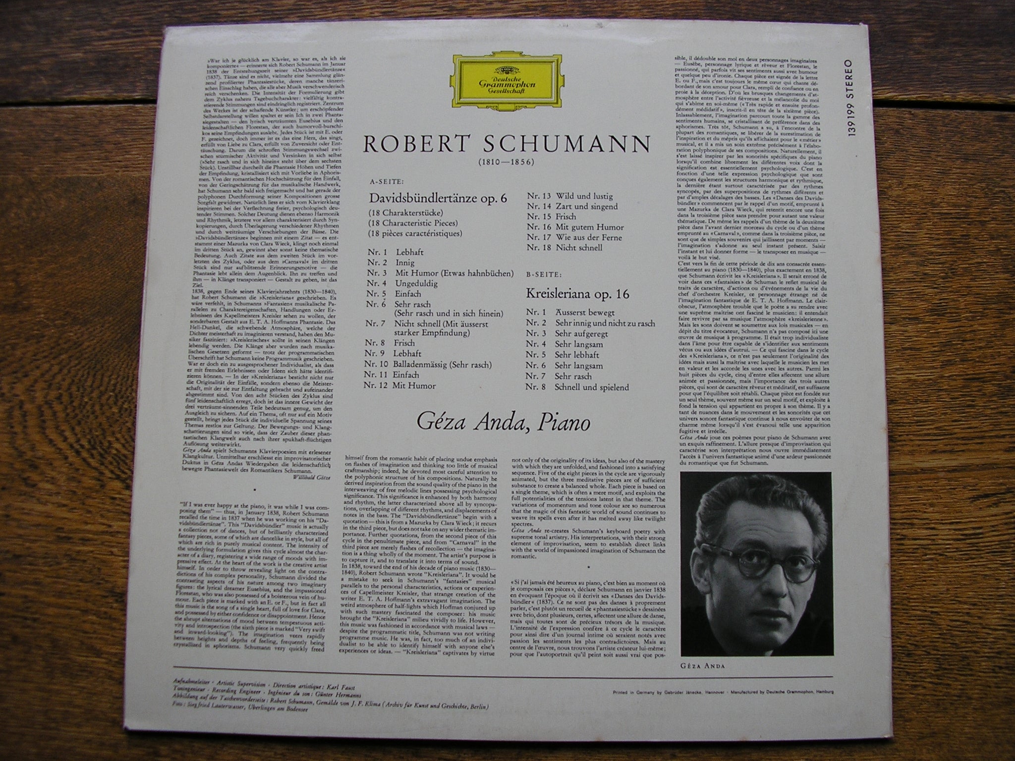 SCHUMANN: DAVIDSBUNDLERTANZE Op. 6 / KREISLERIANA Op. 16     GEZA ANDA    139 199