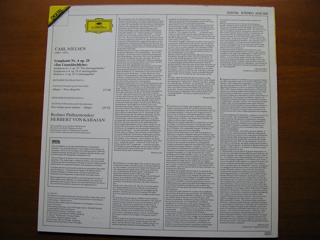 NIELSEN: SYMPHONY No. 4 'The Inextinguishable'       KARAJAN / BERLIN PHILHARMONIC    2532 029