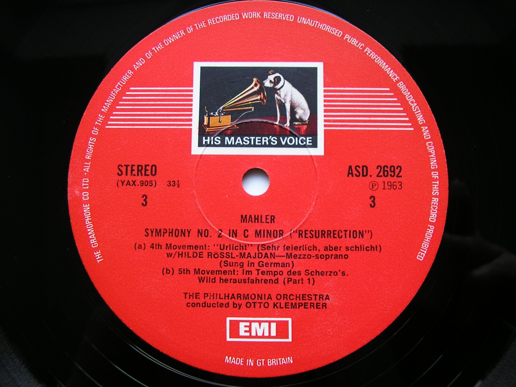 MAHLER: SYMPHONY No. 2 'Resurrection'   SOLOISTS / PHILHARMONIA ORCHESTRA / KLEMPERER    SLS 806