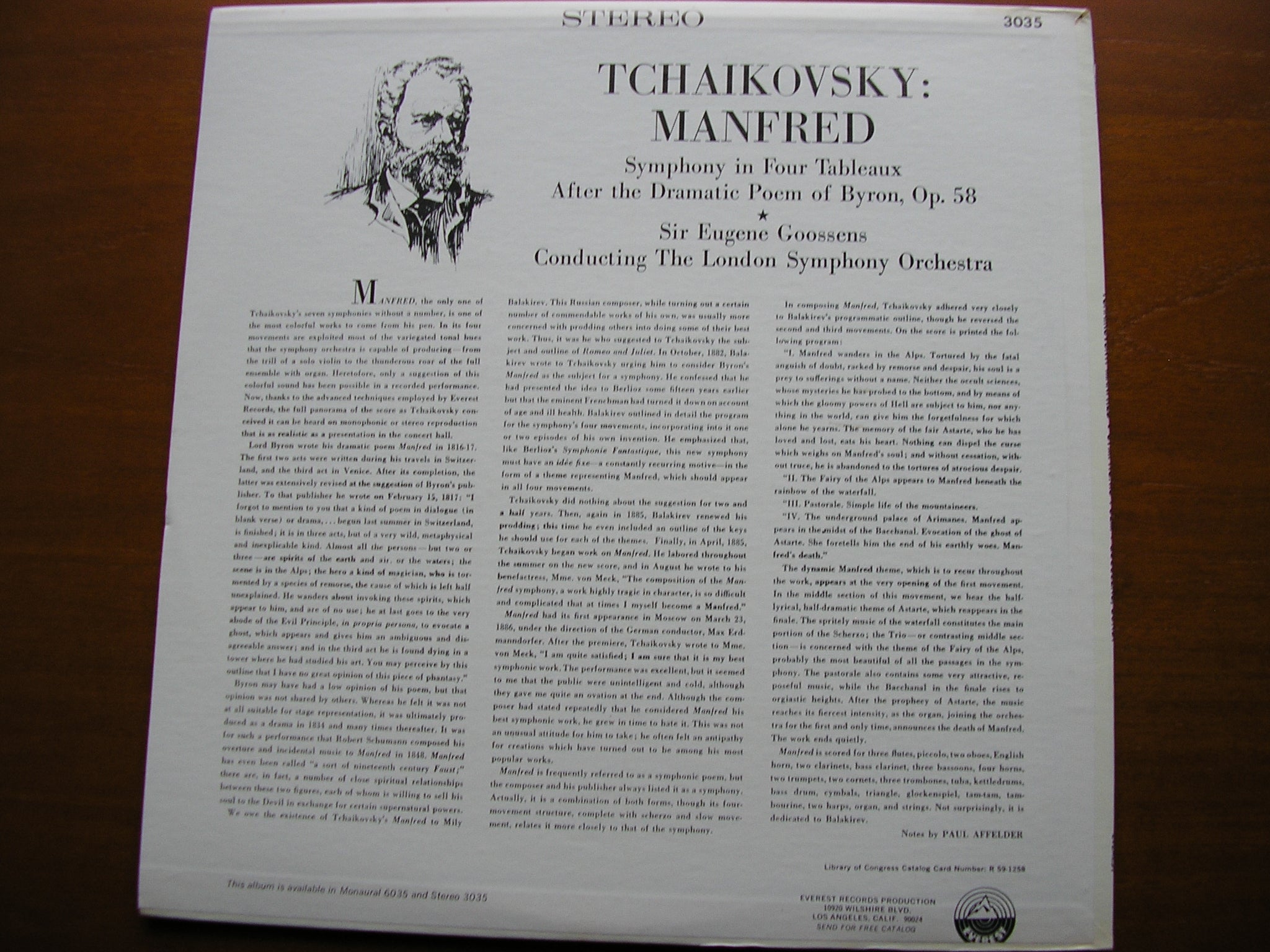 TCHAIKOVSKY: MANFRED   GOOSSENS / LONDON SYMPHONY    SDBR 3035