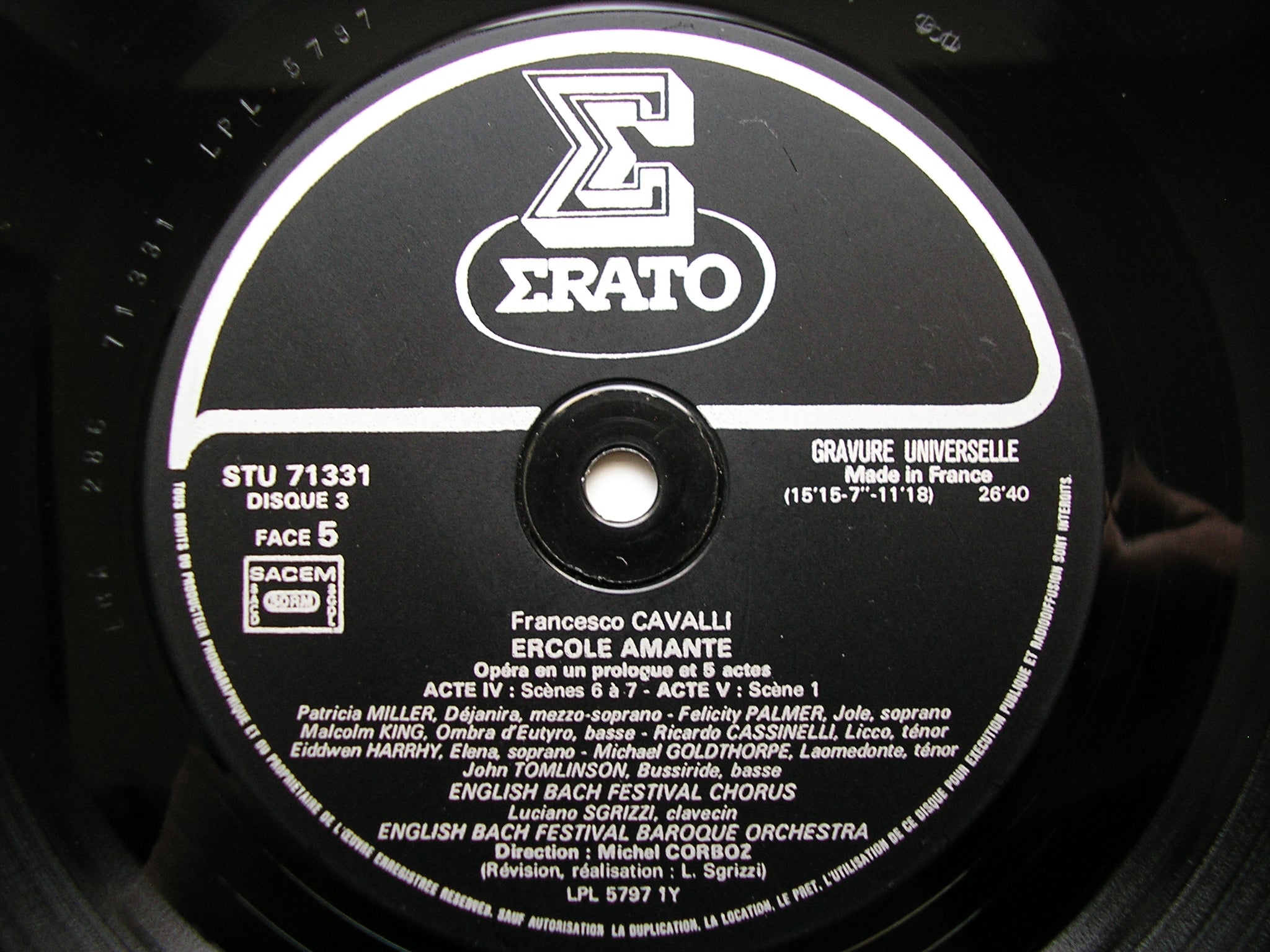 CAVALLI: ERCOLE AMANTE   MINTON / MILLER / PALMER / COLD / LEWIS / ENGLISH BACH FESTIVAL BAROQUE ORCHESTRA / CORBOZ   3LP   STU 71328
