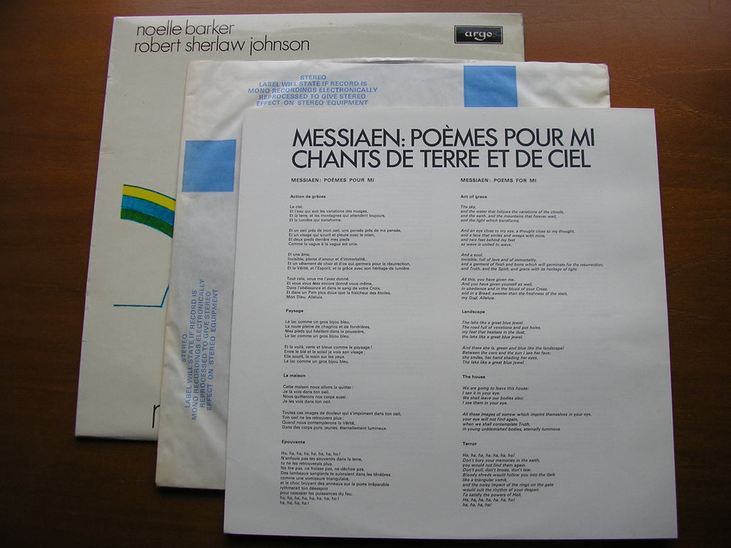 MESSIAEN: POEMES POUR MI / CHANTS DE TERRE ET DE CIEL      NOELLE BARKER / ROBERT SHERLAW JOHNSON      ZRG 699