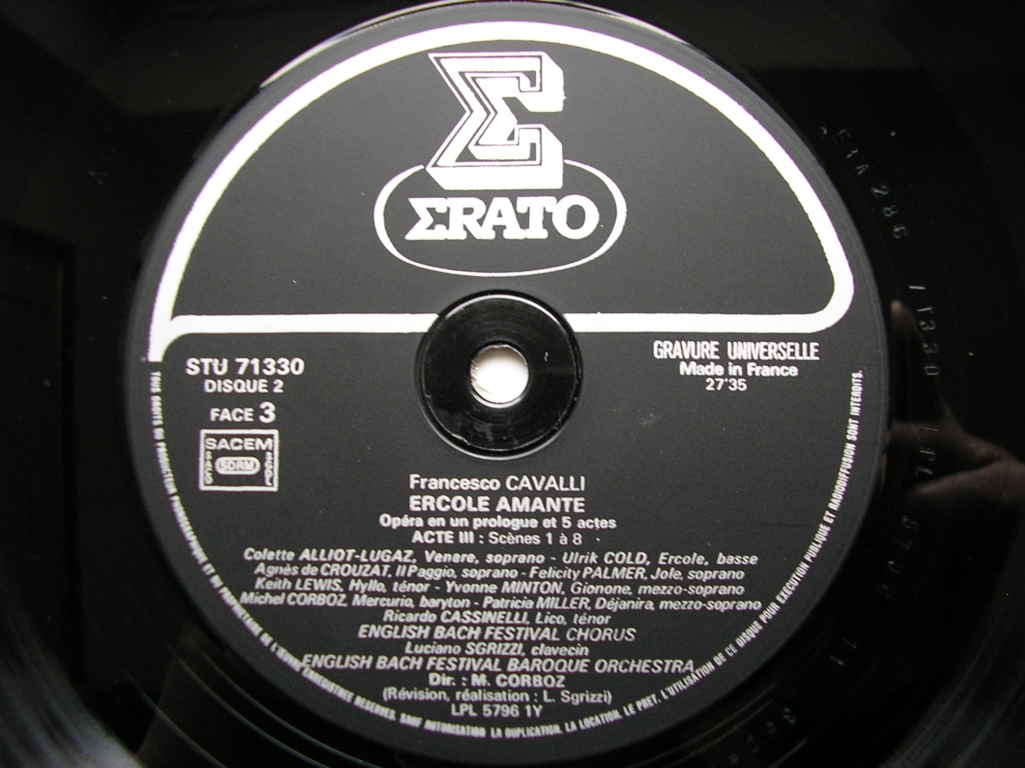 CAVALLI: ERCOLE AMANTE   MINTON / MILLER / PALMER / COLD / LEWIS / ENGLISH BACH FESTIVAL BAROQUE ORCHESTRA / CORBOZ   3LP   STU 71328