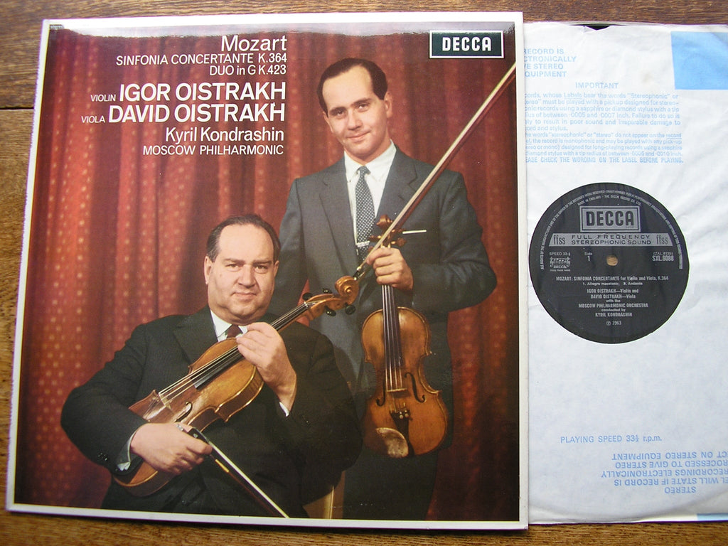 SXL 6088 MOZART: SINFONIA CONCERTANTE K364 DAVID & IGOR OISTRAKH / MPO / KONDRASHIN