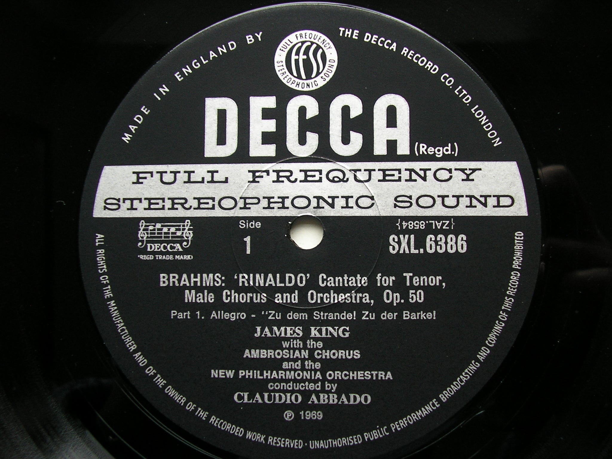 BRAHMS:  RINALDO / SONG OF DESTINY     JAMES KING / NEW PHILHARMONIA / ABBADO    ED3