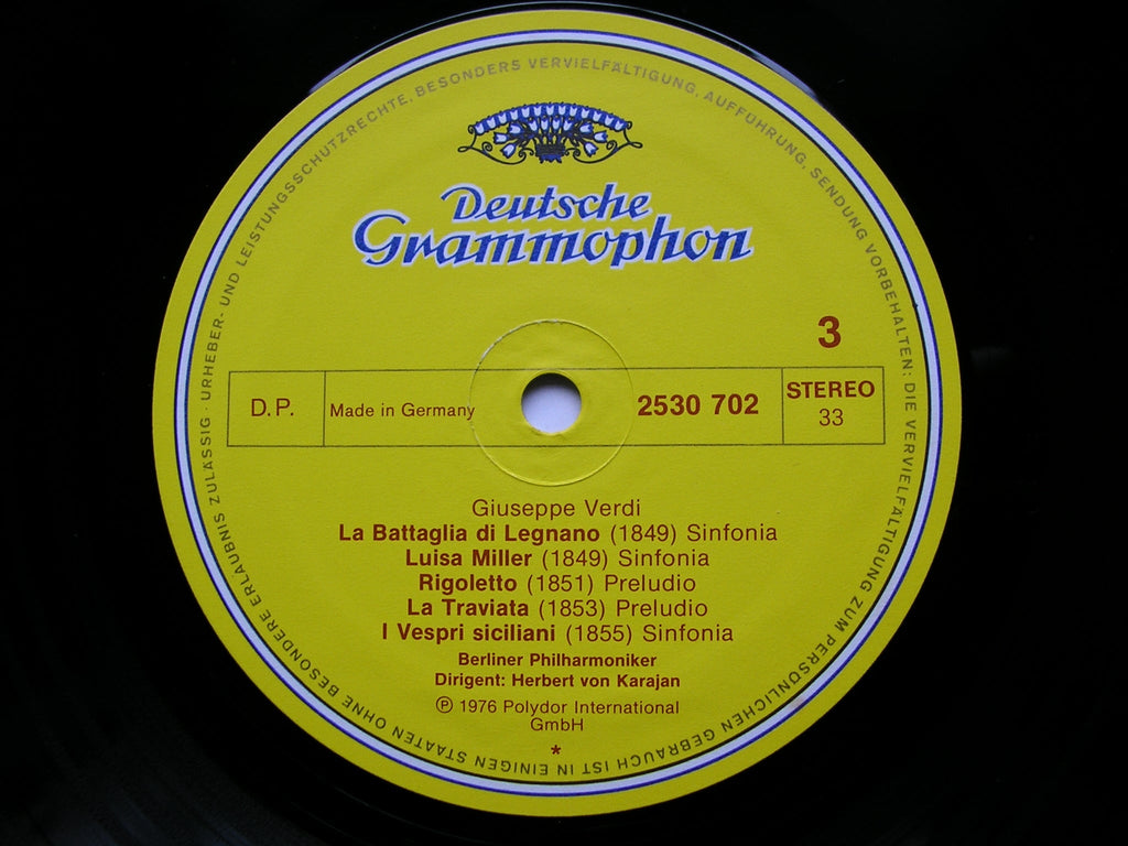 VERDI: COMPLETE OVERTURES & PRELUDES      KARAJAN / BERLIN PHILHARMONIC   2LP    2707 090