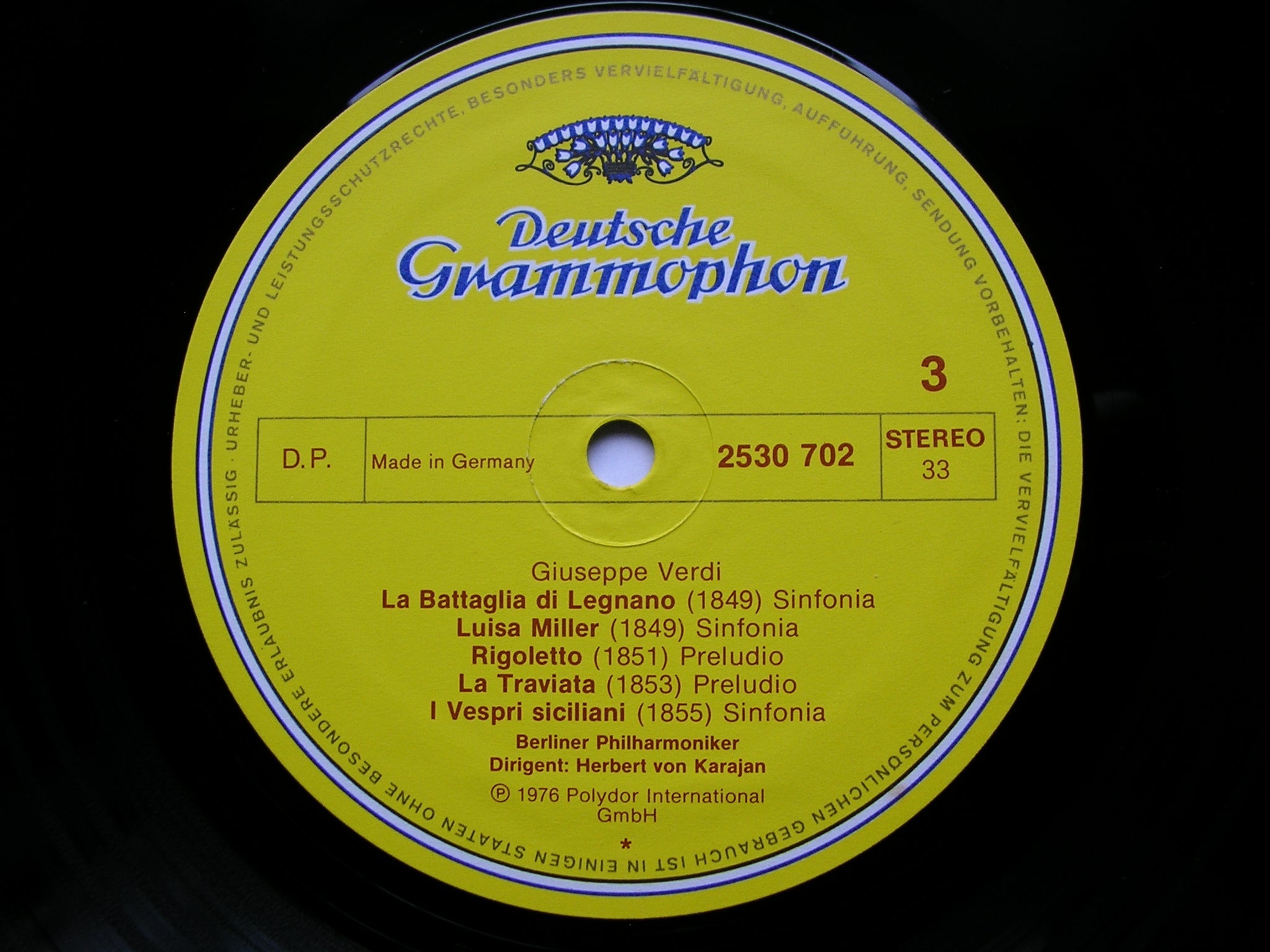 VERDI: COMPLETE OVERTURES & PRELUDES      KARAJAN / BERLIN PHILHARMONIC   2LP    2707 090