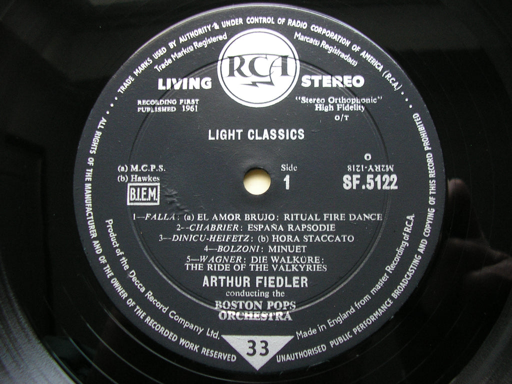 LIGHT CLASSICS: FALLA / CHABRIER / NICOLAI / WAGNER / KETELBEY / MENDELSSOHN       FIEDLER / BOSTON POPS     SF 5122