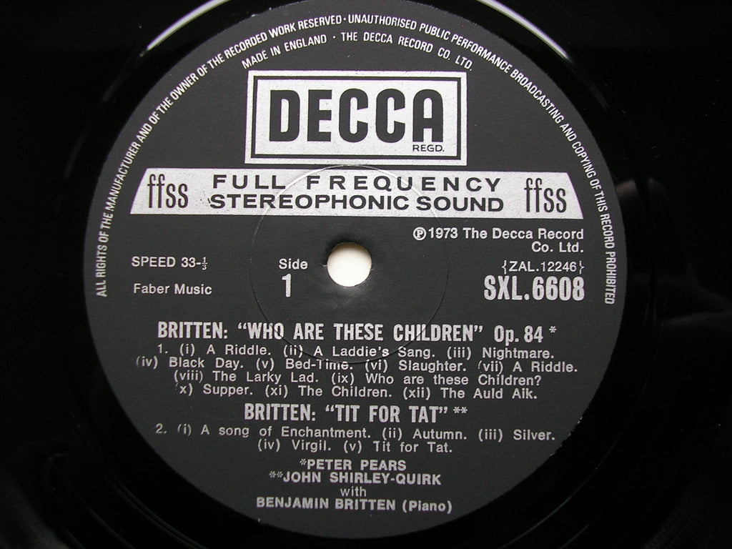 BRITTEN: JOURNEY OF THE MAGI / TIT FOR TAT / WHO ARE THESE CHILDREN?    SOLOISTS / BRITTEN     SXL 6608
