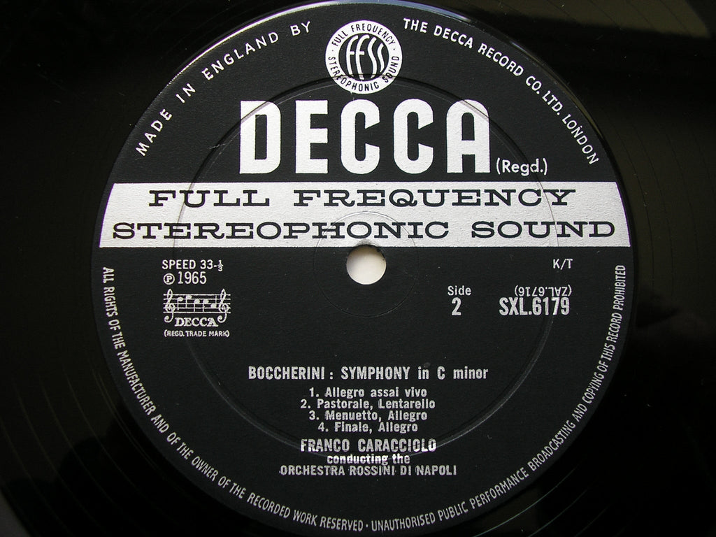 SXL 6179 VIOTTI: VIOLIN CONCERTO No. 3 in A / BOCCHERINI: SYMPHONY in C PRENCIPE / ORDN / CARACCIOLO