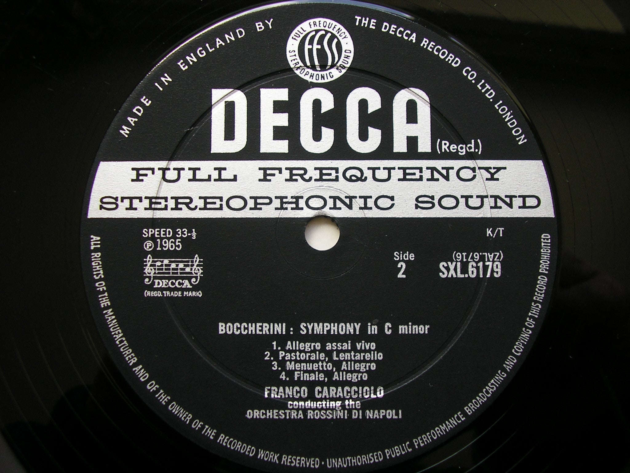 SXL 6179 VIOTTI: VIOLIN CONCERTO No. 3 in A / BOCCHERINI: SYMPHONY in C PRENCIPE / ORDN / CARACCIOLO
