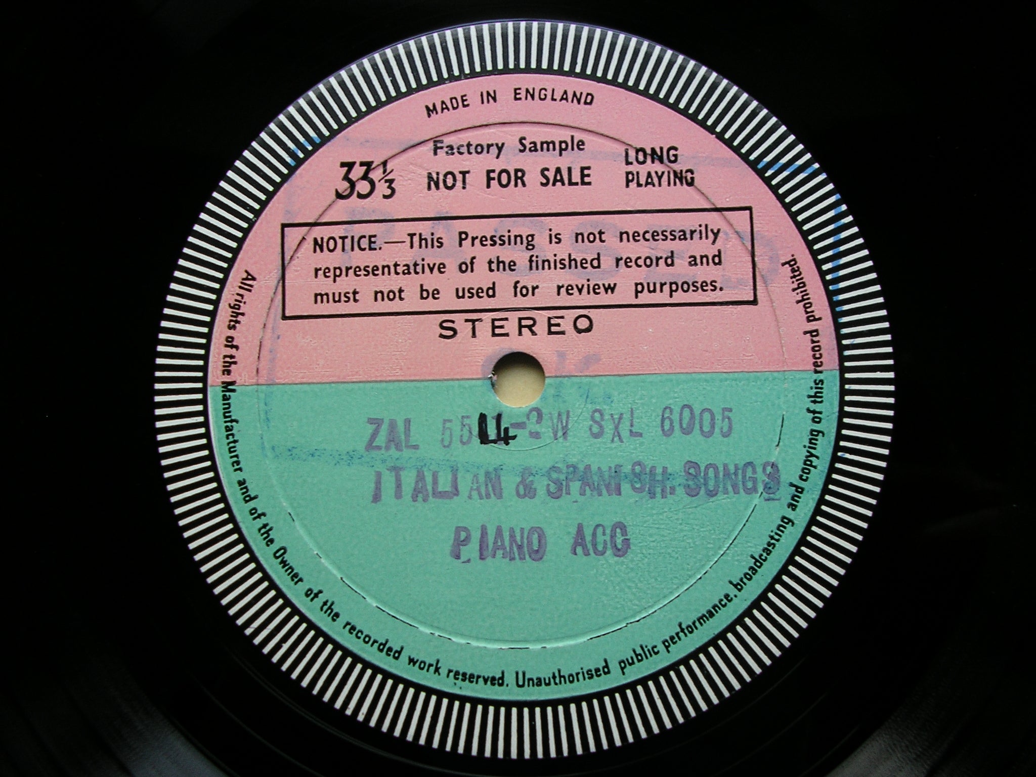 SXL 6005 TERESA BERGANZA SINGS SPANISH & ITALIAN SONGS BERGANZA / LAVILLA test pressing