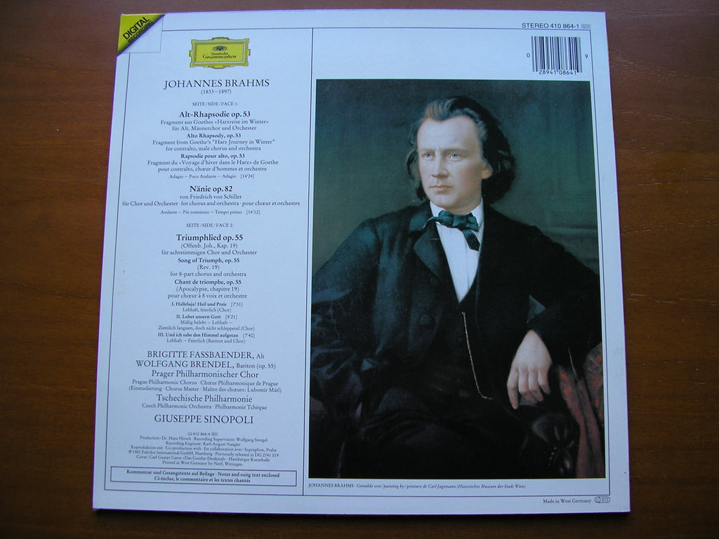 BRAHMS: ALTO RHAPSODIE / NANIE / TRIUMPHLIED      SOLOISTS / CZECH PHILHARMONIC / SINOPOLI     410 864