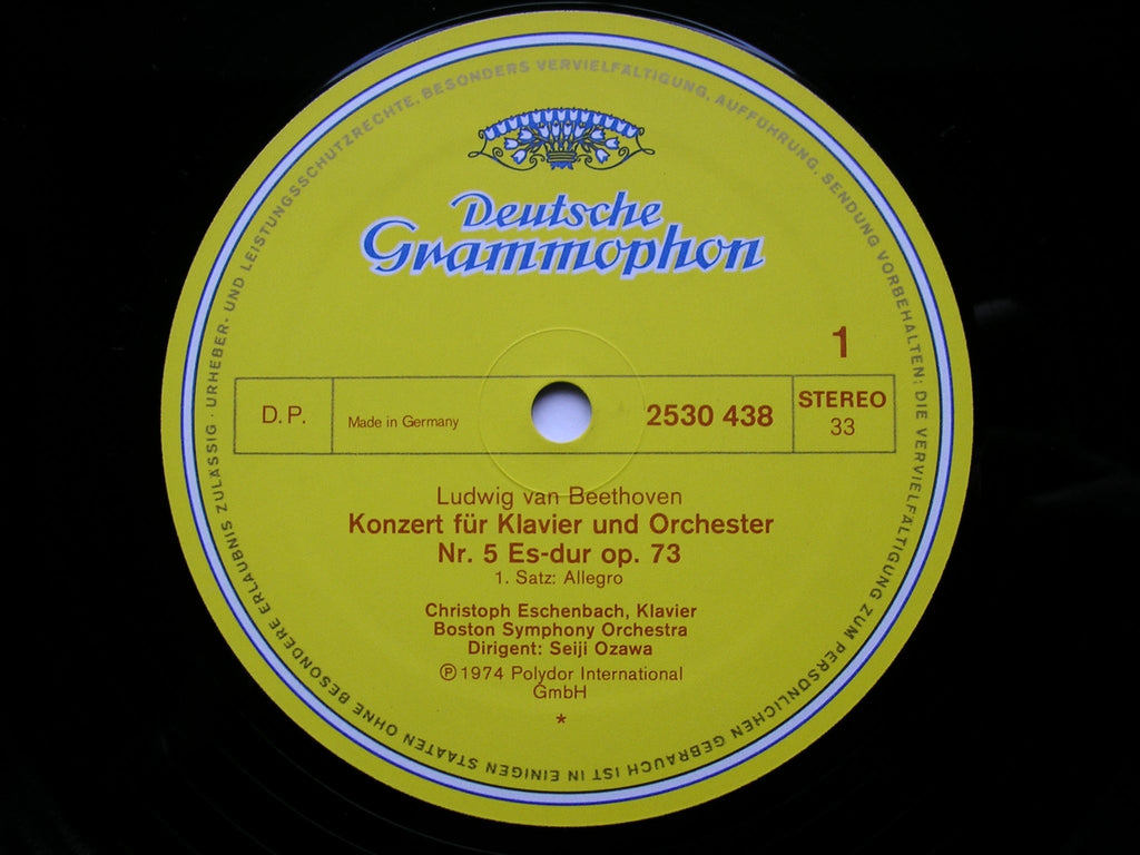 BEETHOVEN:  PIANO CONCERTO No. 5  'Emperor'      ESCHENBACH / BOSTON SYMPHONY / OZAWA     2530 438
