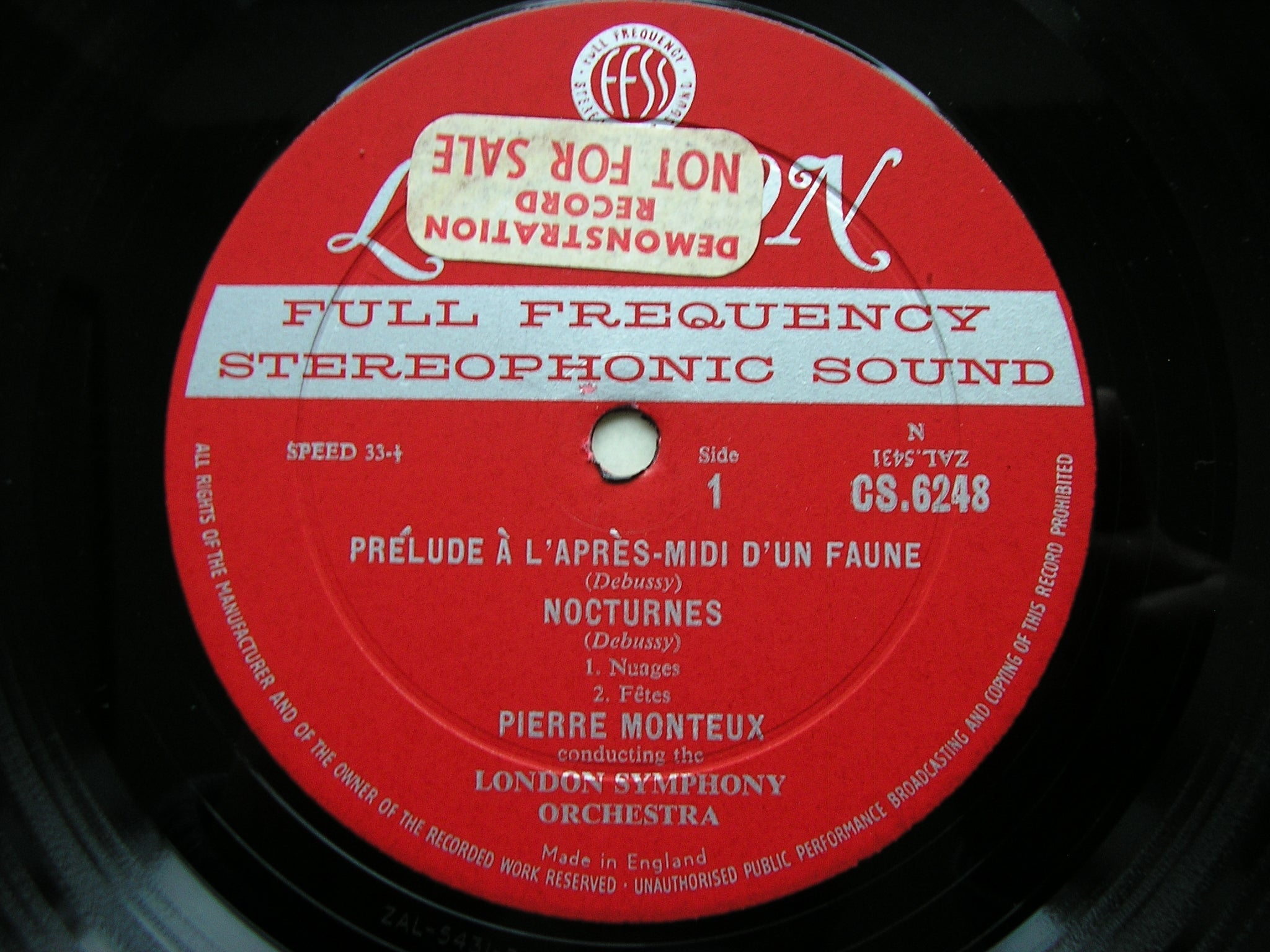 DEBUSSY: NOCTURNES / PRELUDE / RAVEL: PAVANE / RAPSODIE     MONTEUX / LONDON SYMPHONY   CS 6248