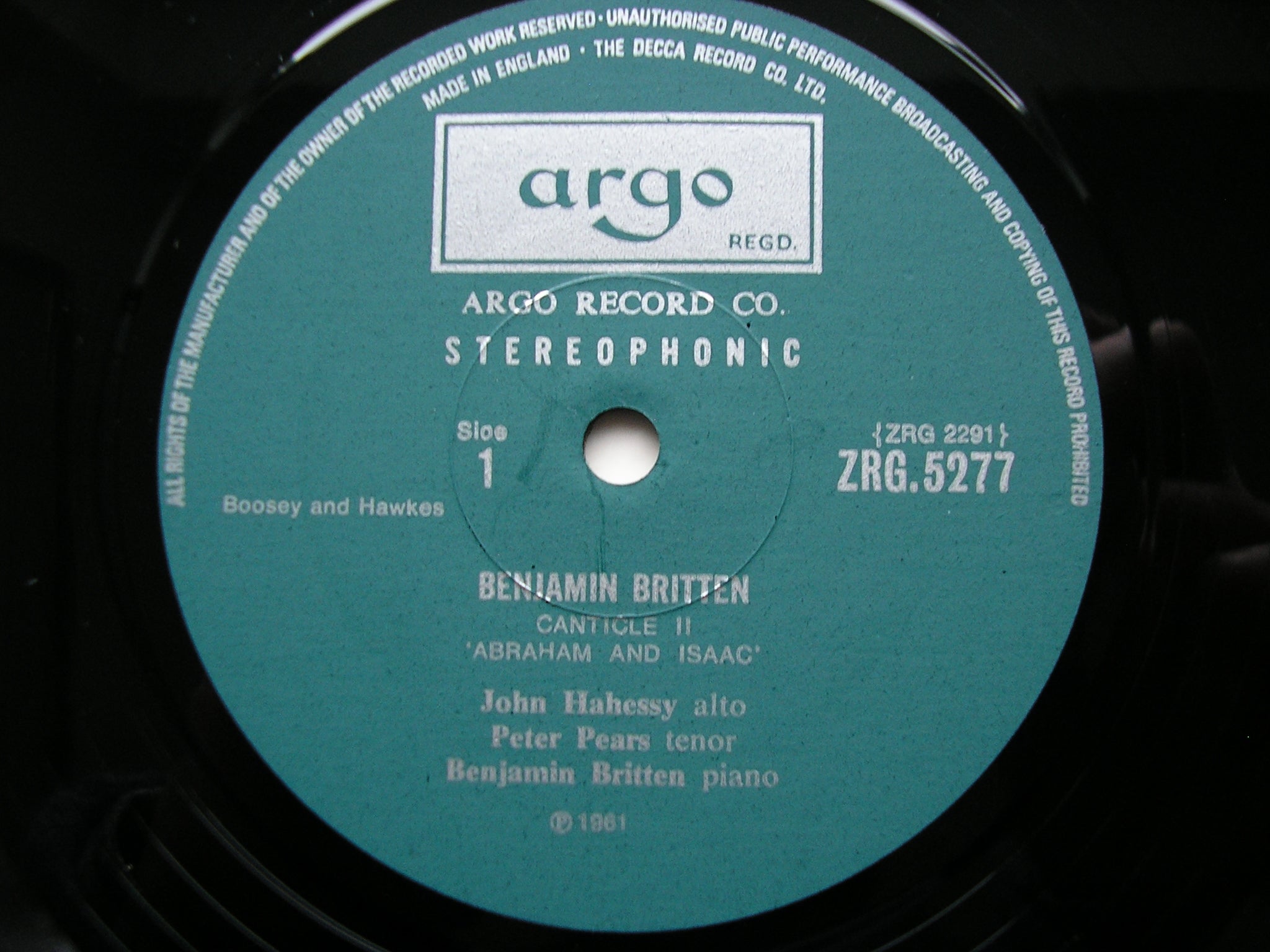 BRITTEN: THREE CANTICLES     PEARS / HAHESSEY / TUCKWELL / BRITTEN      ZRG 5277