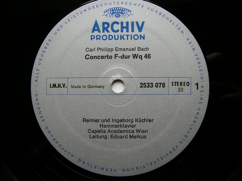 BACH CPE: PIANO CONCERTOS     INGEBORG & REIMER KUCHLER / CAPELLA ACADEMICA WIEN / MELKUS     2533 078