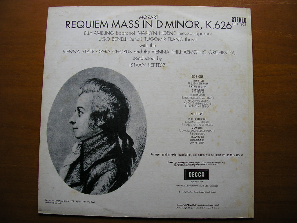 MOZART: REQUIEM     SOLOISTS / VIENNA PHILHARMONIC / KERTESZ     SET 302