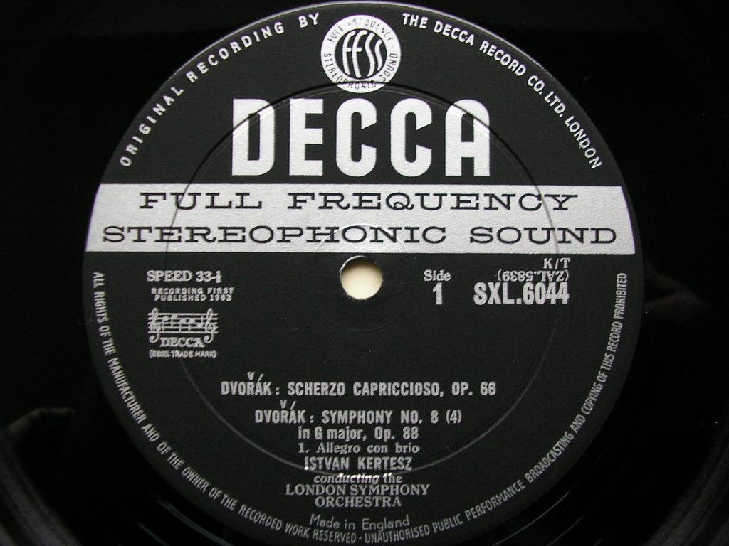 SXL 6044  DVORAK: SYMPHONY No. 8 / SCHERZO CAPRICCIOSO    KERTESZ / LONDON SYMPHONY     ED1
