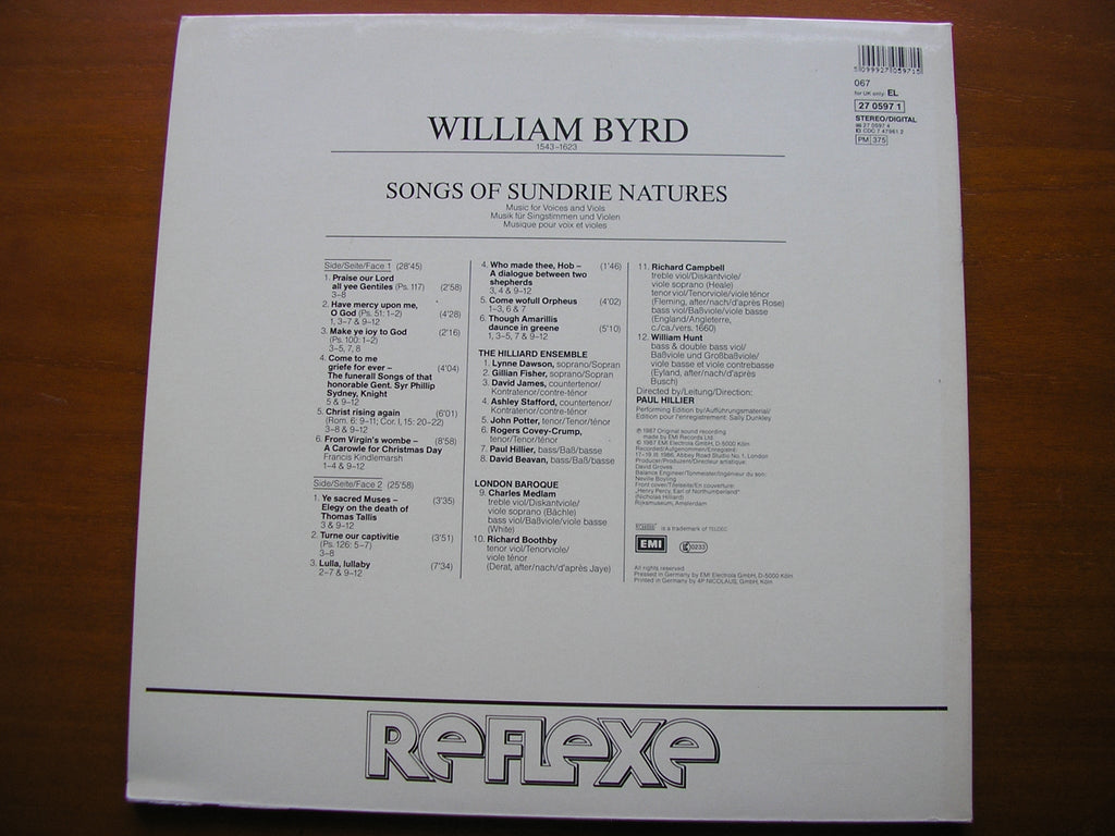 BYRD: SONGS OF SUNDRIE NATURES      LONDON BAROQUE    270597
