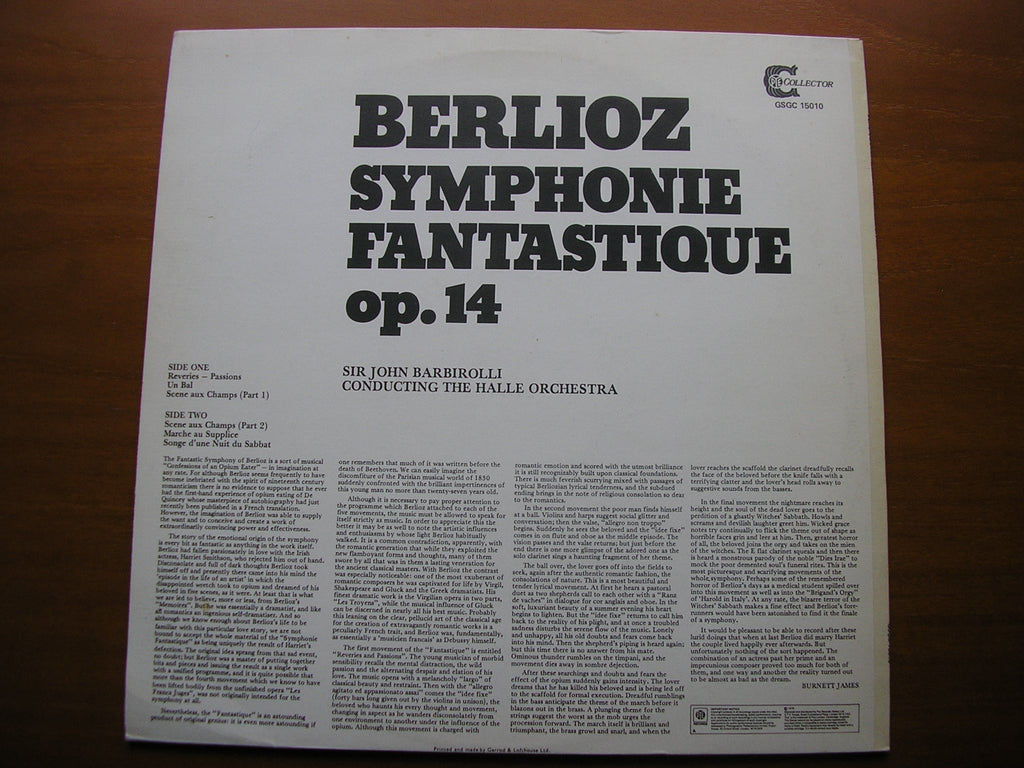 BERLIOZ: SYMPHONIE FANTASTIQUE     BARBIROLLI / HALLE ORCHESTRA     GSGC 15010