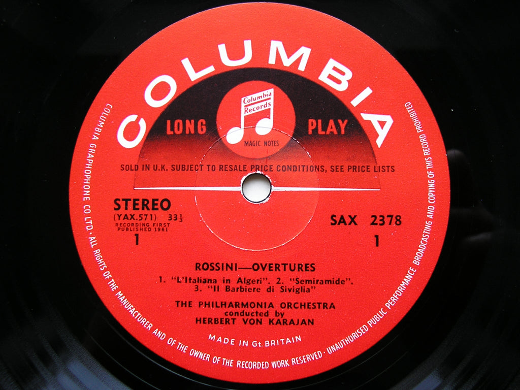 ROSSINI: SIX OVERTURES       KARAJAN / PHILHARMONIA     SAX 2378