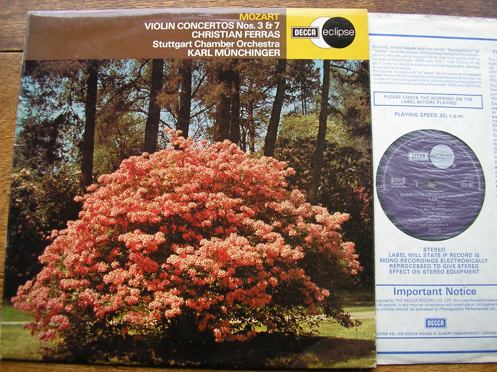 MOZART: VIOLIN CONCERTOS Nos. 3 & 7    FERRAS / STUTTGART CHAMBER ORCHESTRA / MUNCHINGER   ECS  697