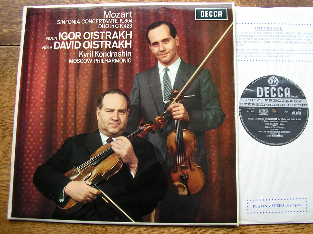 SXL 6088  MOZART: SINFONIA CONCERTANTE K364 DAVID & IGOR OISTRAKH / MOSCOW PHILHARMONIC / KONDRASHIN       ED2