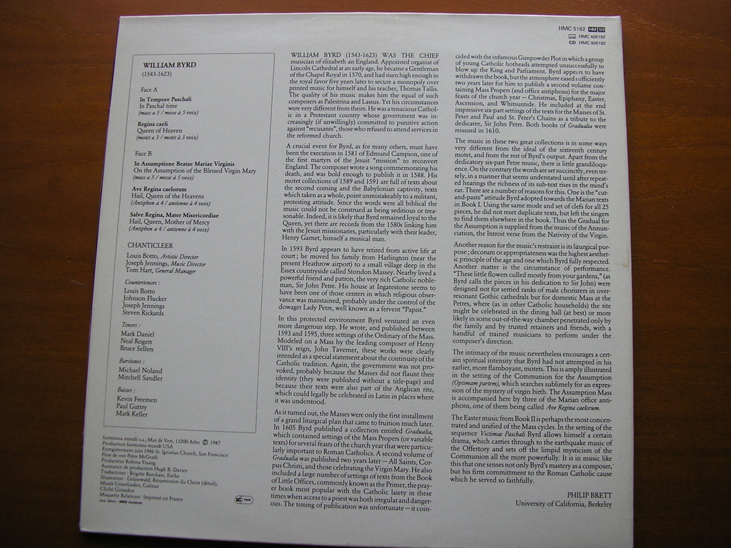 BYRD: MISSA IN TEMPORE PASCHALI       CHANTICLEER      HMU 5182