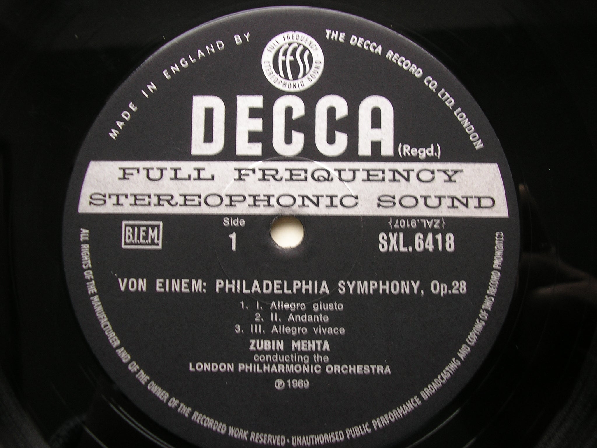 SXL 6418 VON EINEM: PHILHADELPHIA SYMPHONY / SCHUBERT: UNFINISHED SYMPHONY KRIPS / VIENNA PHILHARMONIC