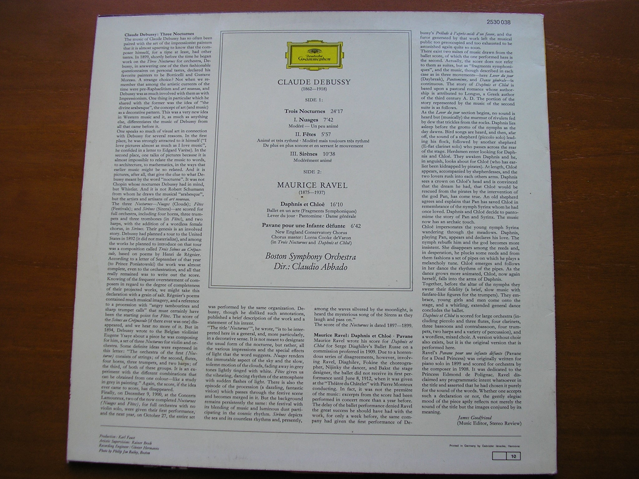 DEBUSSY: NOCTURNES / RAVEL: DAPHNIS & CHLOE Suite No. 2 / PAVANE      ABBADO / BOSTON SYMPHONY     2530 038