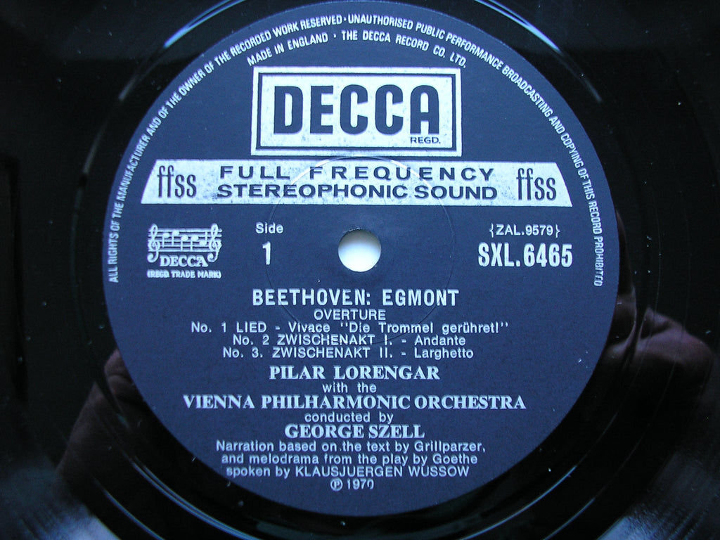 SXL 6465 BEETHOVEN: EGMONT Incidental Music LORENGAR / WUSSOW / VIENNA PHILHARMONIC / SZELL