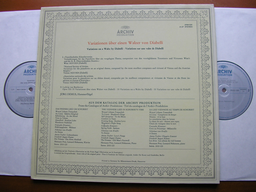 DIABELLI VARIATIONS: BEETHOVEN / LISZT / SCHUBERT / MOSCHELES / CZERNY / et al     JORG DEMUS      2708 025