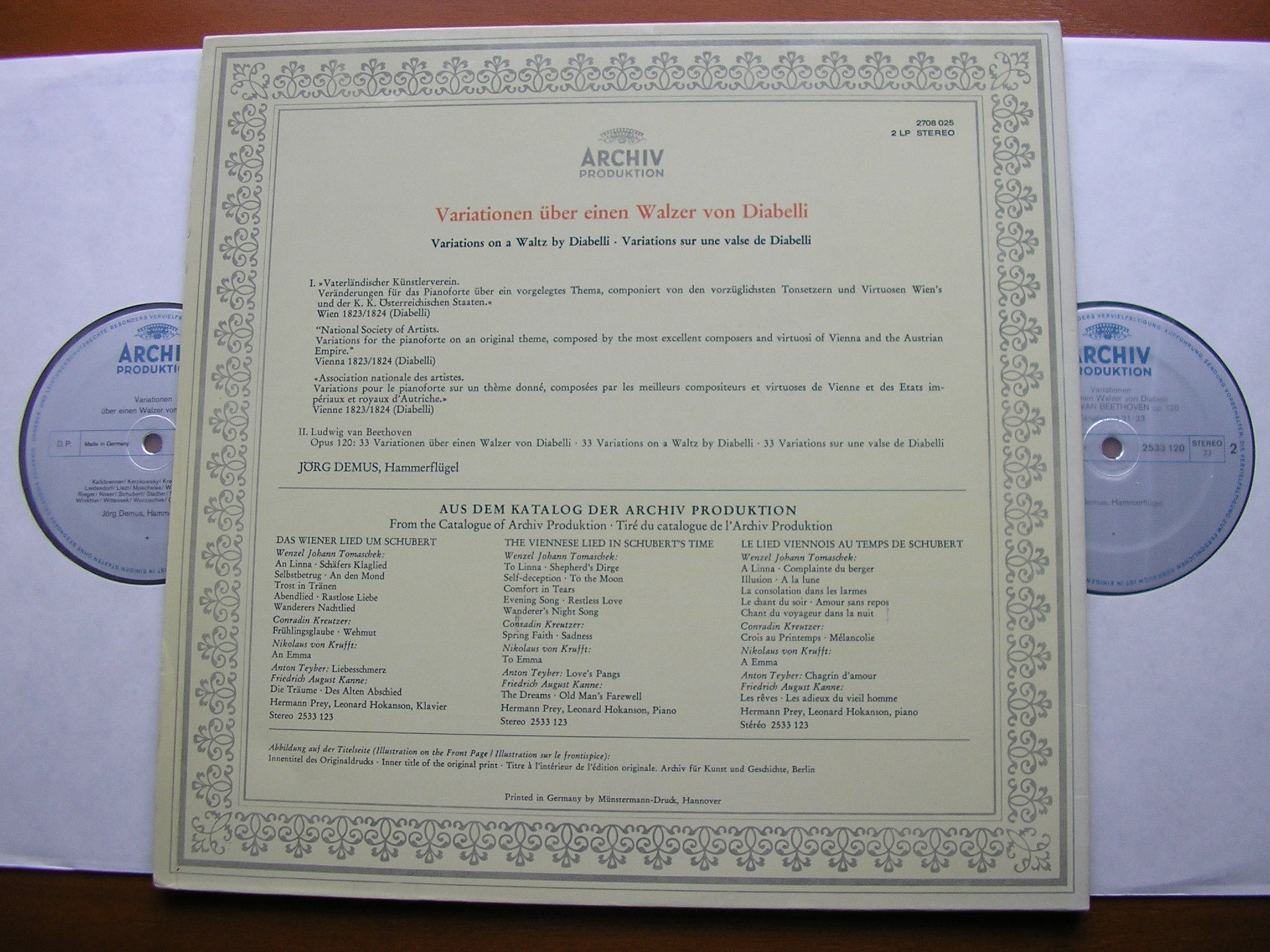 DIABELLI VARIATIONS: BEETHOVEN / LISZT / SCHUBERT / MOSCHELES / CZERNY / et al     JORG DEMUS      2708 025