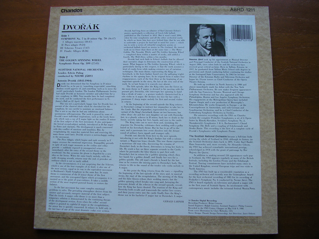 DVORAK: SYMPHONY No. 7 / THE GOLDEN SPINNING WHEEL    JARVI / SCOTTISH NATIONAL ORCHESTRA   ABRD 1211