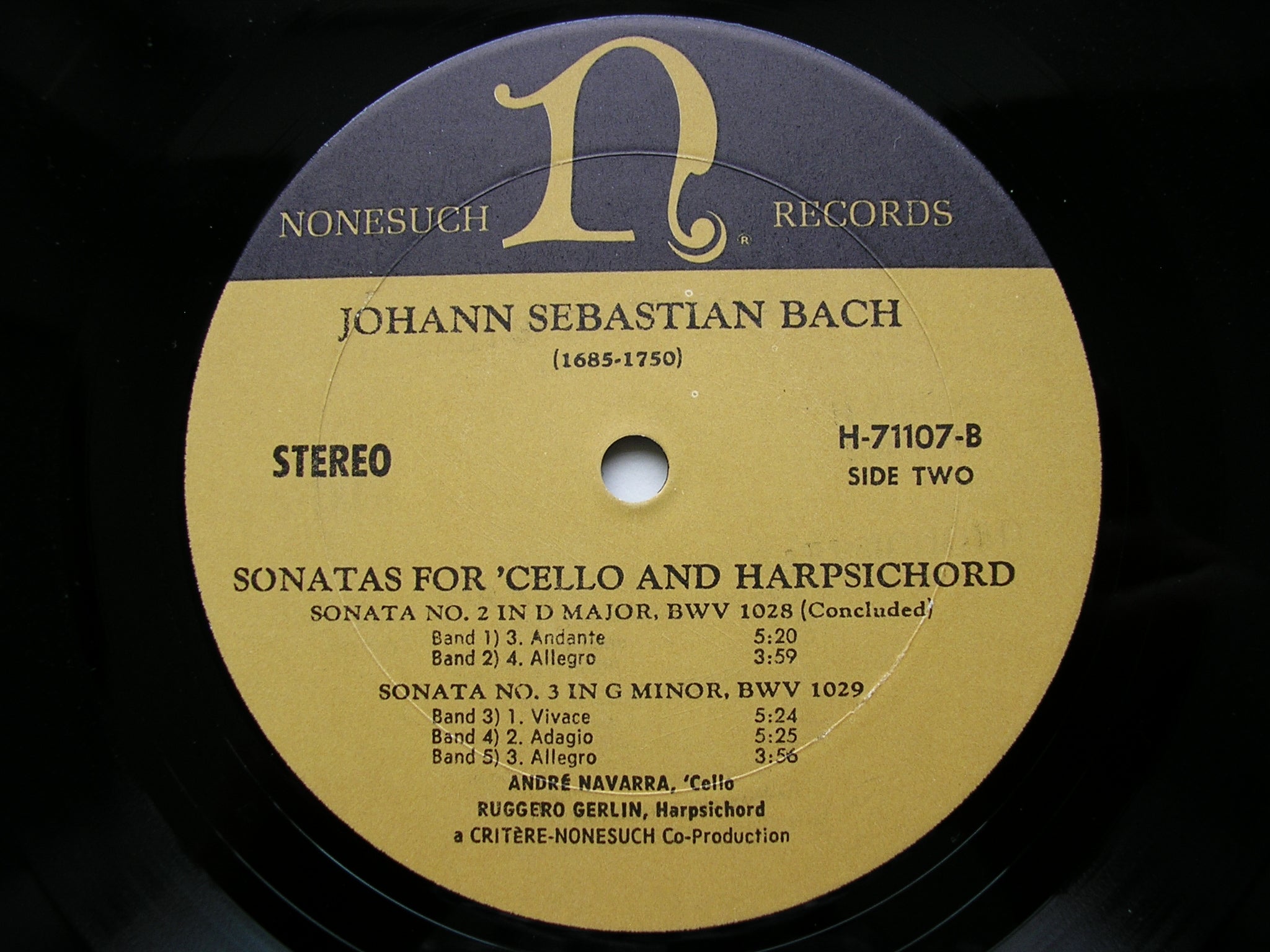 BACH: SONATAS FOR CELLO & HARPSICHORD   BWV 1027/29      NAVARRA / GERLIN     H-71107