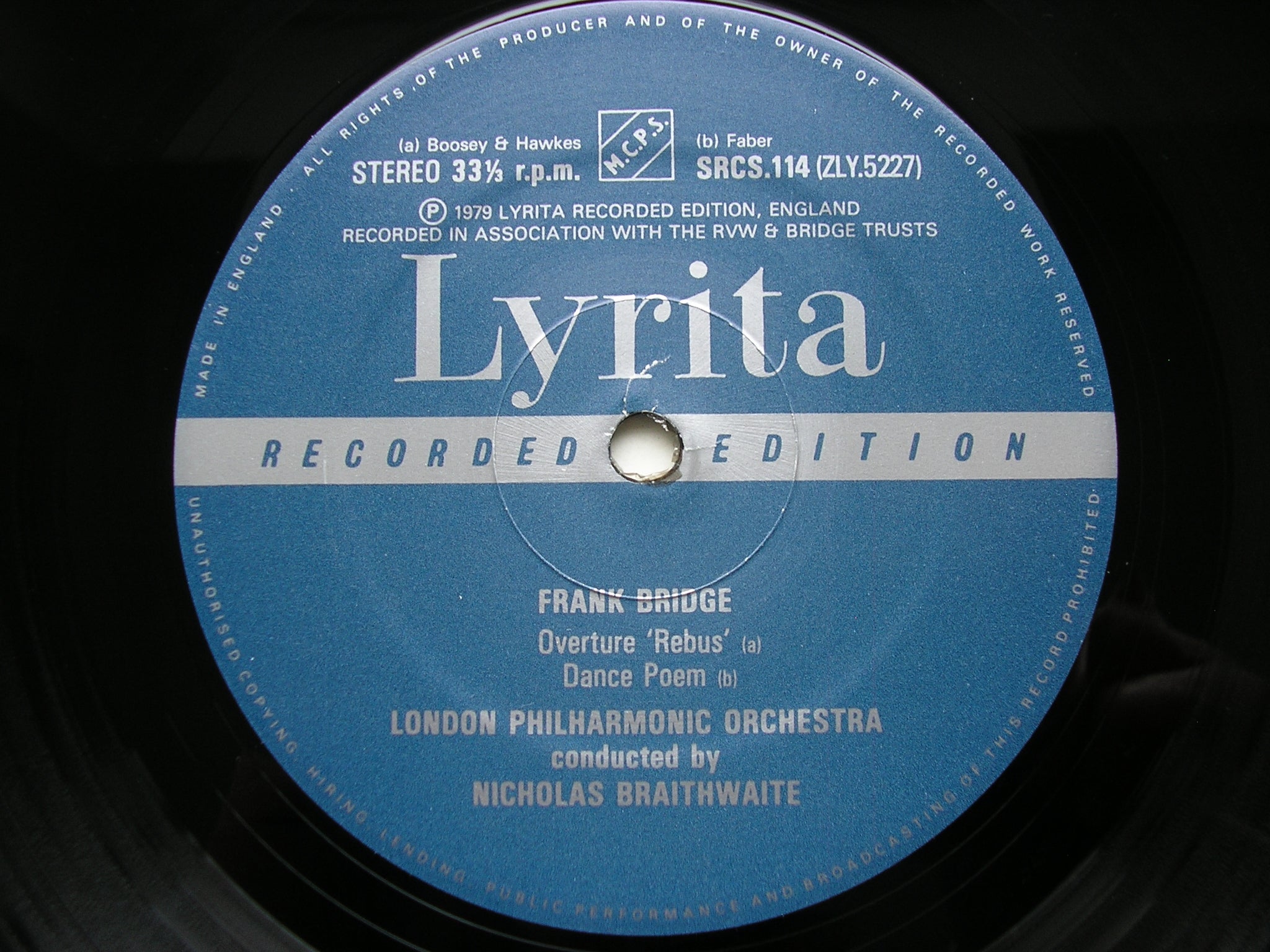 BRIDGE: DANCE RHAPSODY / OVERTURE Rebus / DANCE POEM      BRAITHWAITE / LONDON PHILHARMONIC    SRCS 114