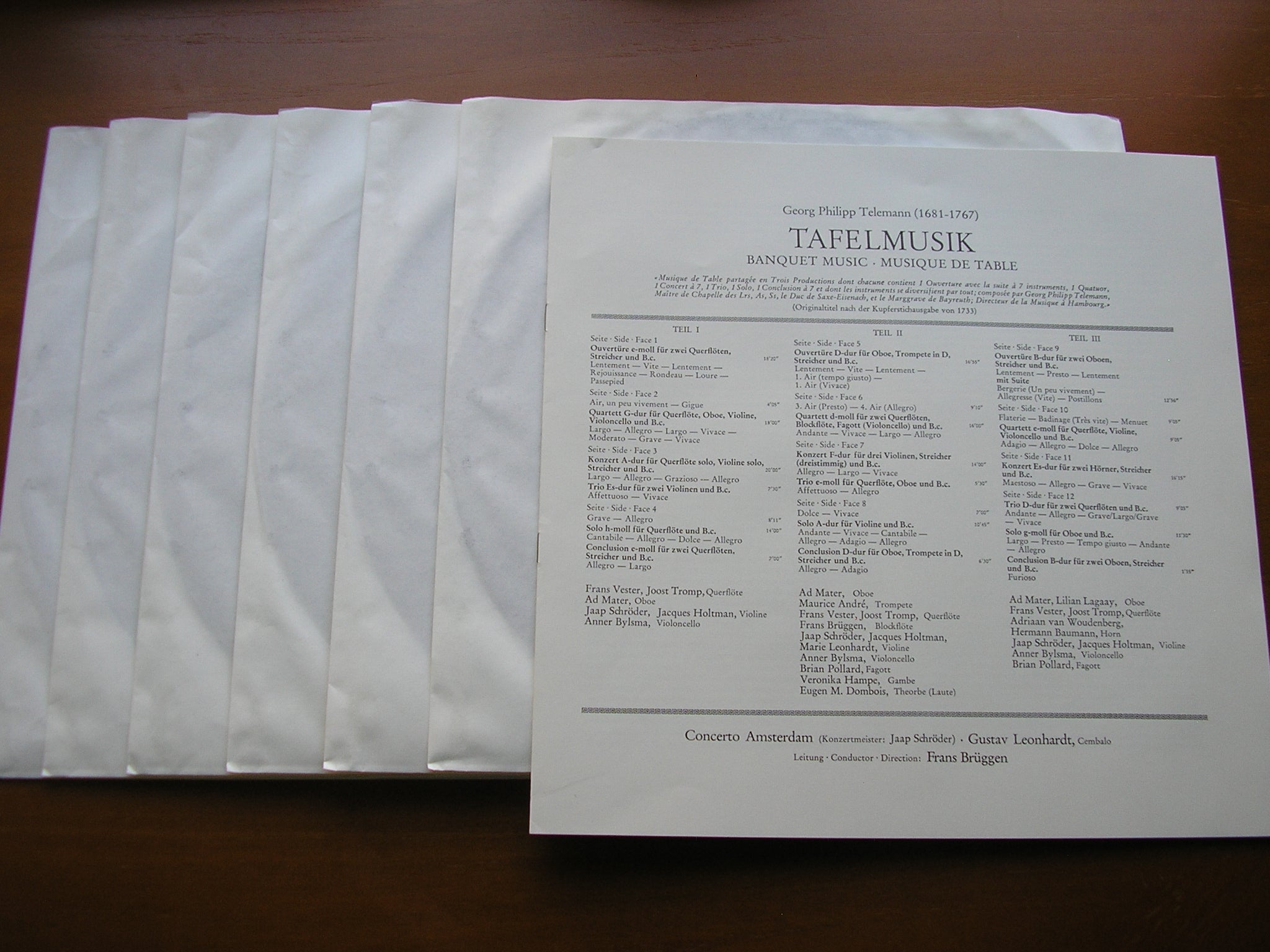 TELEMANN: TAFELMUSIK (1733)  Productions 1 / 2 / 3    SOLOISTS / CONCERT) AMSTERDAM / BRUGGEN     6LP     6.35298