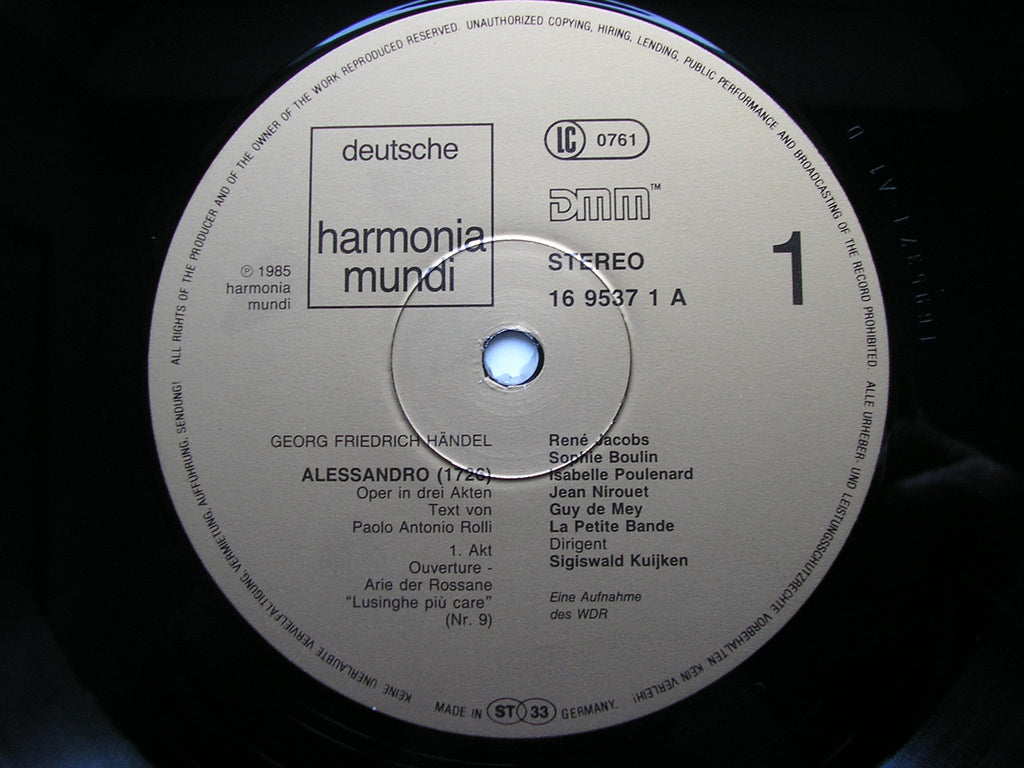 HANDEL: ALESSANDRO     SOLOISTS / LA PETITE BAND / KUIJKEN     4LP     1C 157 16 9537