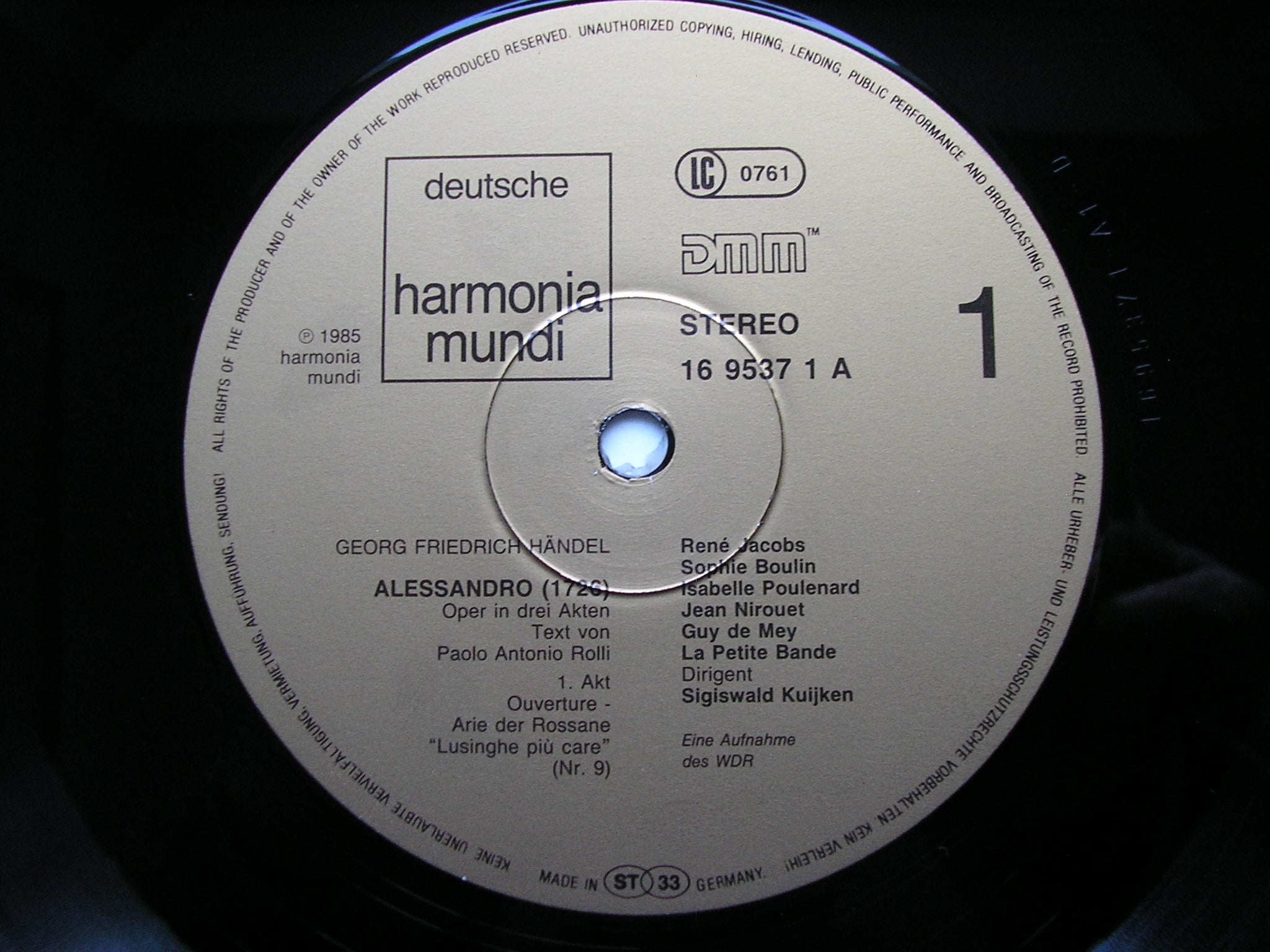 HANDEL: ALESSANDRO     SOLOISTS / LA PETITE BAND / KUIJKEN     4LP     1C 157 16 9537