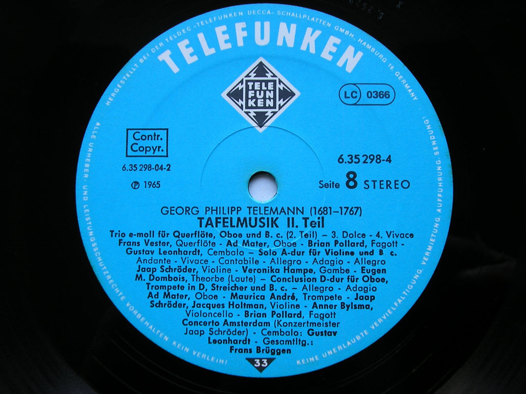 TELEMANN: TAFELMUSIK (1733)  Productions 1 / 2 / 3    SOLOISTS / CONCERT) AMSTERDAM / BRUGGEN     6LP     6.35298