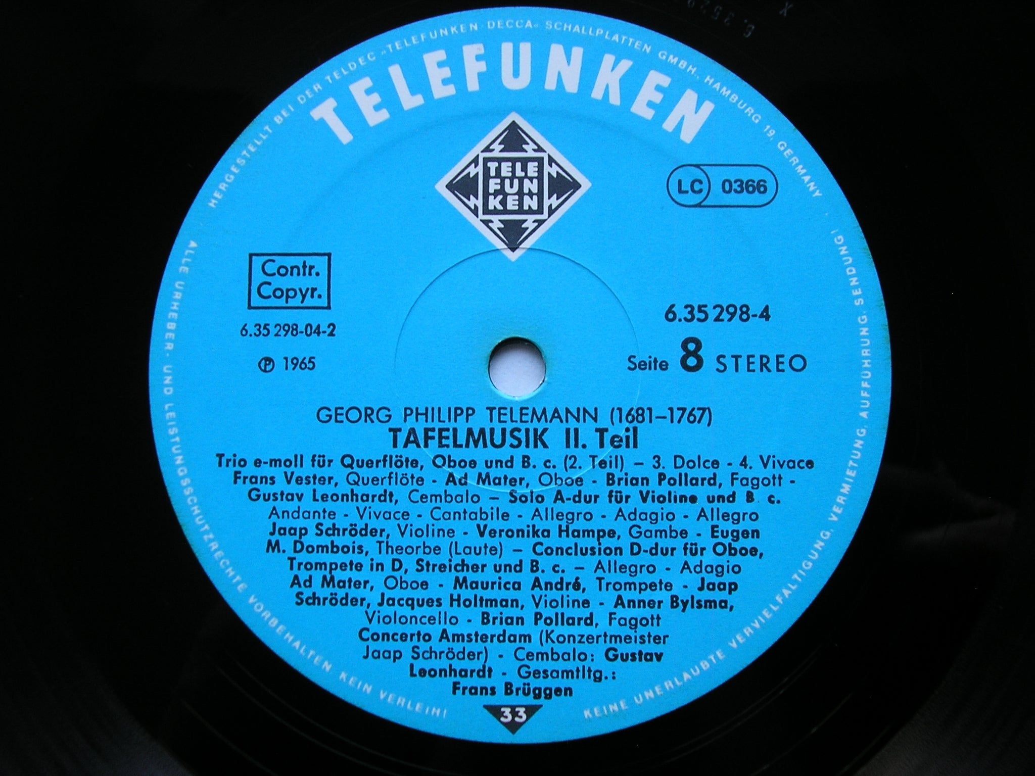 TELEMANN: TAFELMUSIK (1733)  Productions 1 / 2 / 3    SOLOISTS / CONCERT) AMSTERDAM / BRUGGEN     6LP     6.35298